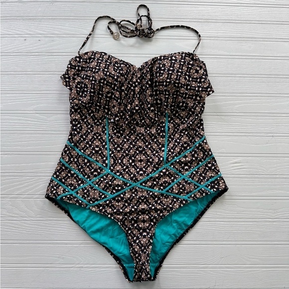 Bond-Eye Brown and Teal Swimsuit Size US 10 - Picture 1 of 11